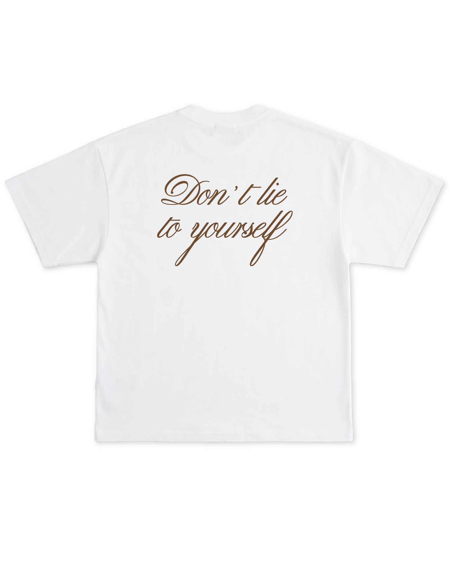 T-Shirt Flared Fit Bianco "Don't Lie to Yourself", vista retro