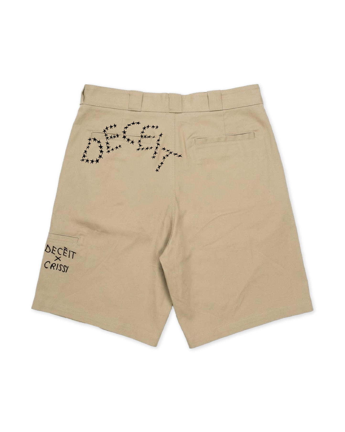Short Baggy Fit Beige "Deceit Chicano", vista retro