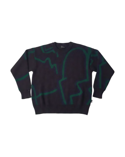 Maglione Oversize Fit "Primitive" - Nero, vista frontale