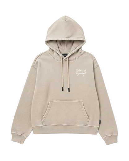 Felpa Hoodie Crop Fit "Don't Lie" - Tortora, vista frontale