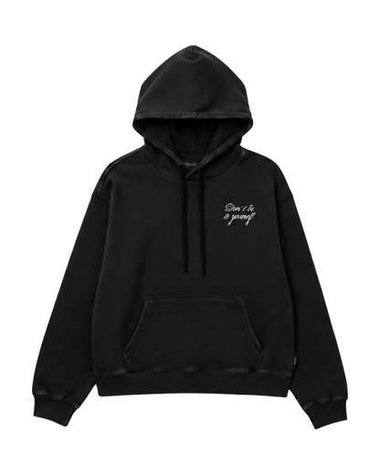 Felpa Hoodie Crop Fit "Don't Lie" - Nero, vista frontale