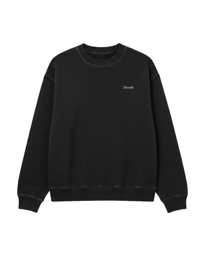 Felpa Girocollo Oversize Fit "Don't Lie" - Nero, vista frontale