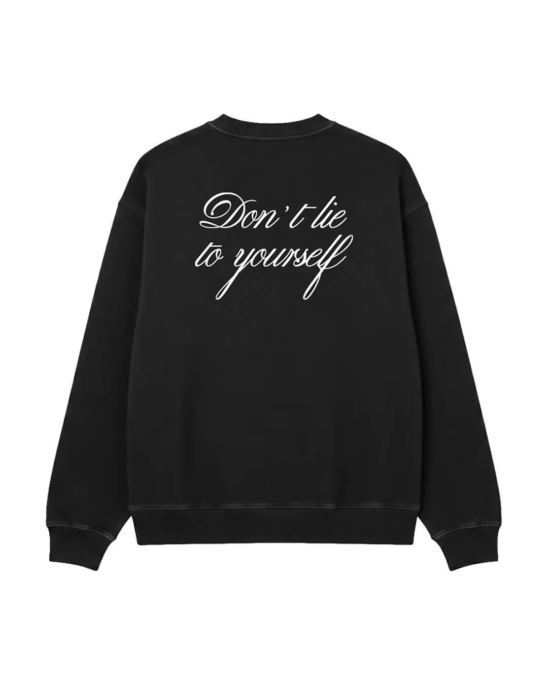 Felpa Girocollo Oversize Fit "Don't Lie" - Nero, vista retro