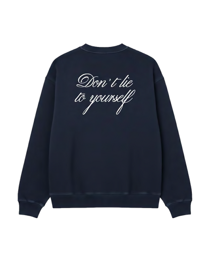 Felpa Girocollo Oversize Fit "Don't Lie" - Blu, vista retro