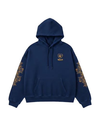 Felpa Hoodie Oversize Fit "Liberty" - Blu, vista frontale