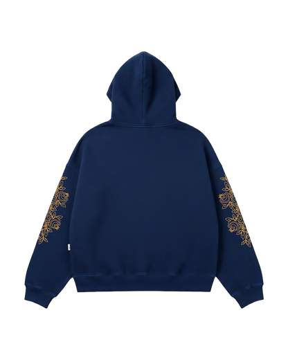 Felpa Hoodie Oversize Fit "Liberty" - Blu, vista retro