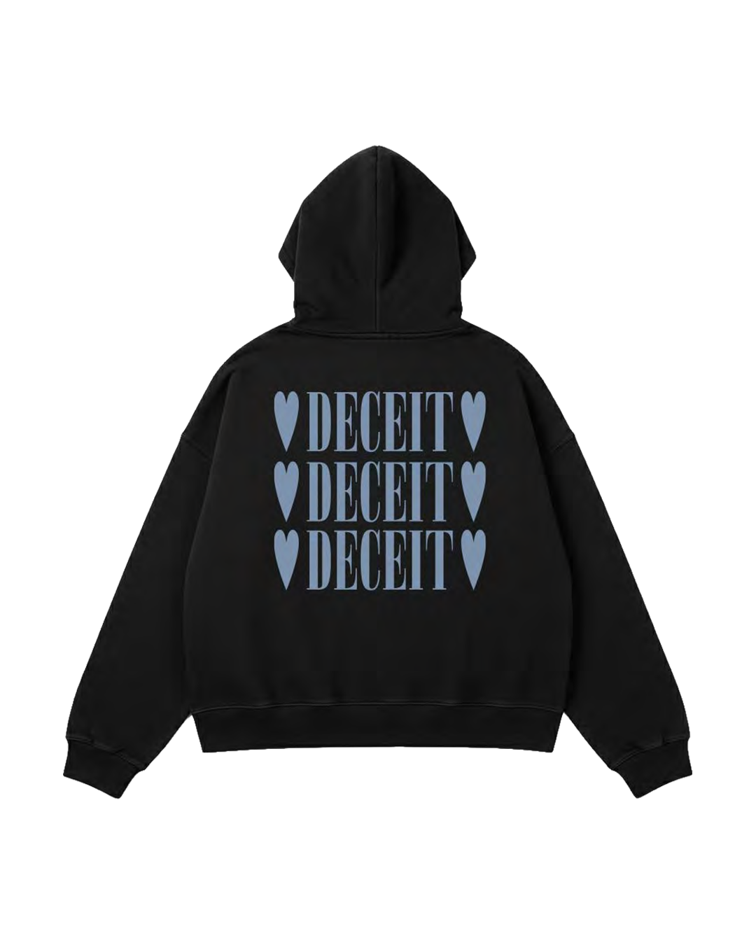 Felpa Hoodie Oversize Fit "Melancholy" - Nero, vista retro