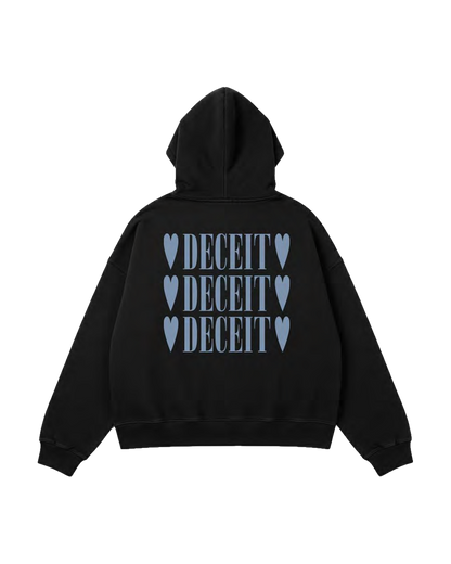 Felpa Hoodie Oversize Fit "Melancholy" - Nero, vista retro