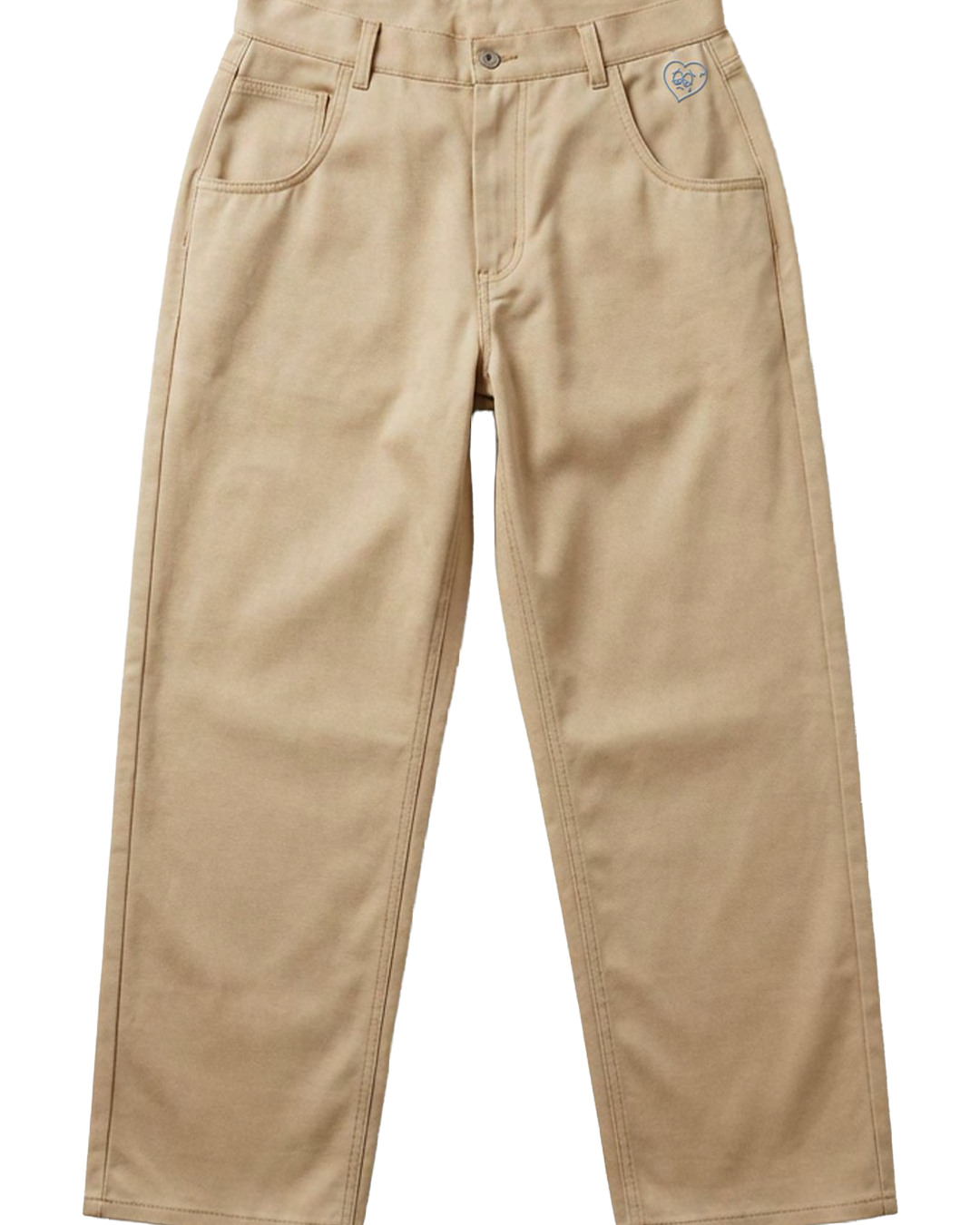 Pantalone Denim Baggy Fit "Melancholy" - Beige, vista frontale