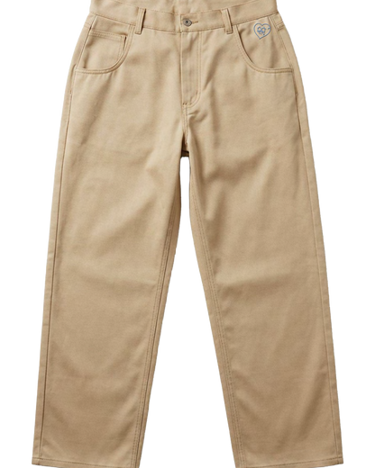 Pantalone Denim Baggy Fit "Melancholy" - Beige, vista frontale