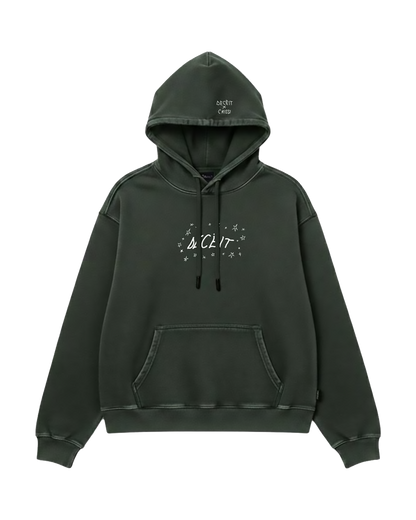 Felpa Hoodie Oversize Fit "Eden" - Verde, vista frontale