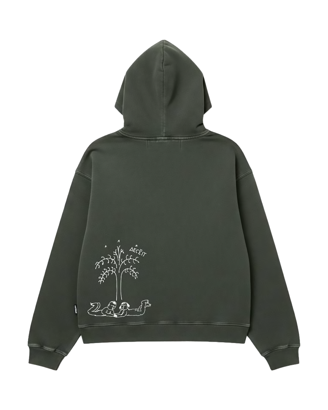 Felpa Hoodie Oversize Fit "Eden" - Verde, vista retro