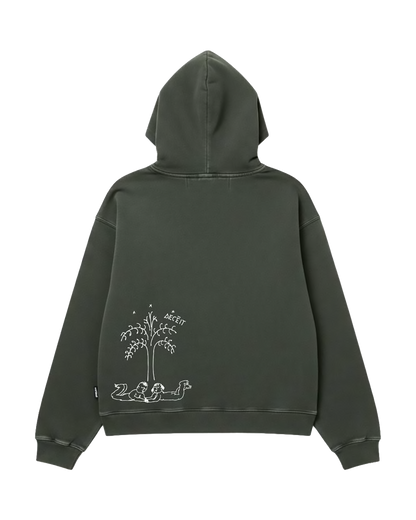 Felpa Hoodie Oversize Fit "Eden" - Verde, vista retro