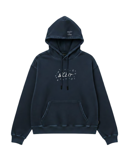Felpa Hoodie Oversize Fit "Eden" - Blu, vista frontale