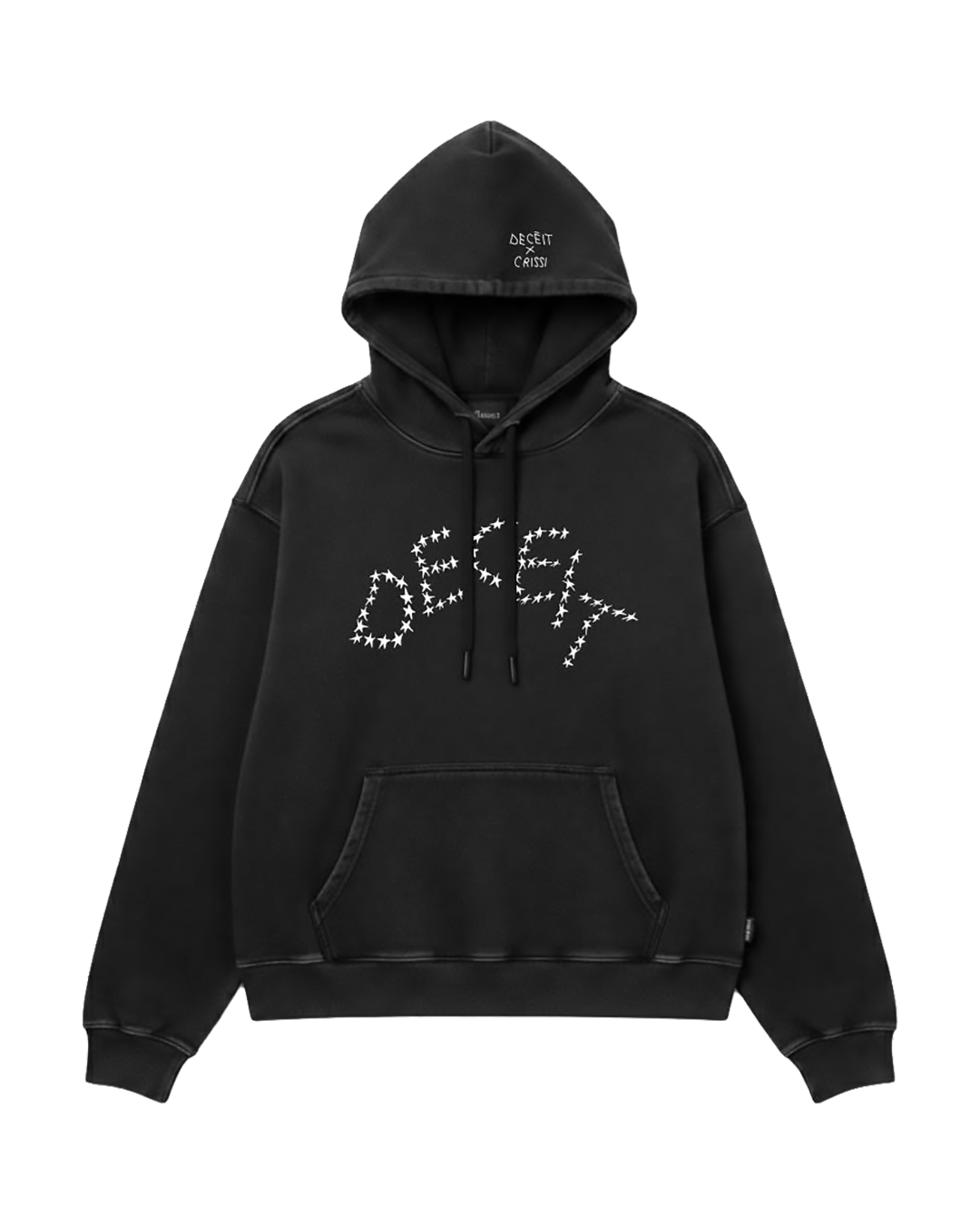 Felpa Hoodie Oversize Fit "Stelline" - Nero, vista frontale