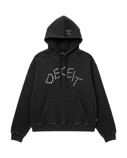 Felpa Hoodie Oversize Fit "Stelline" - Nero, vista frontale