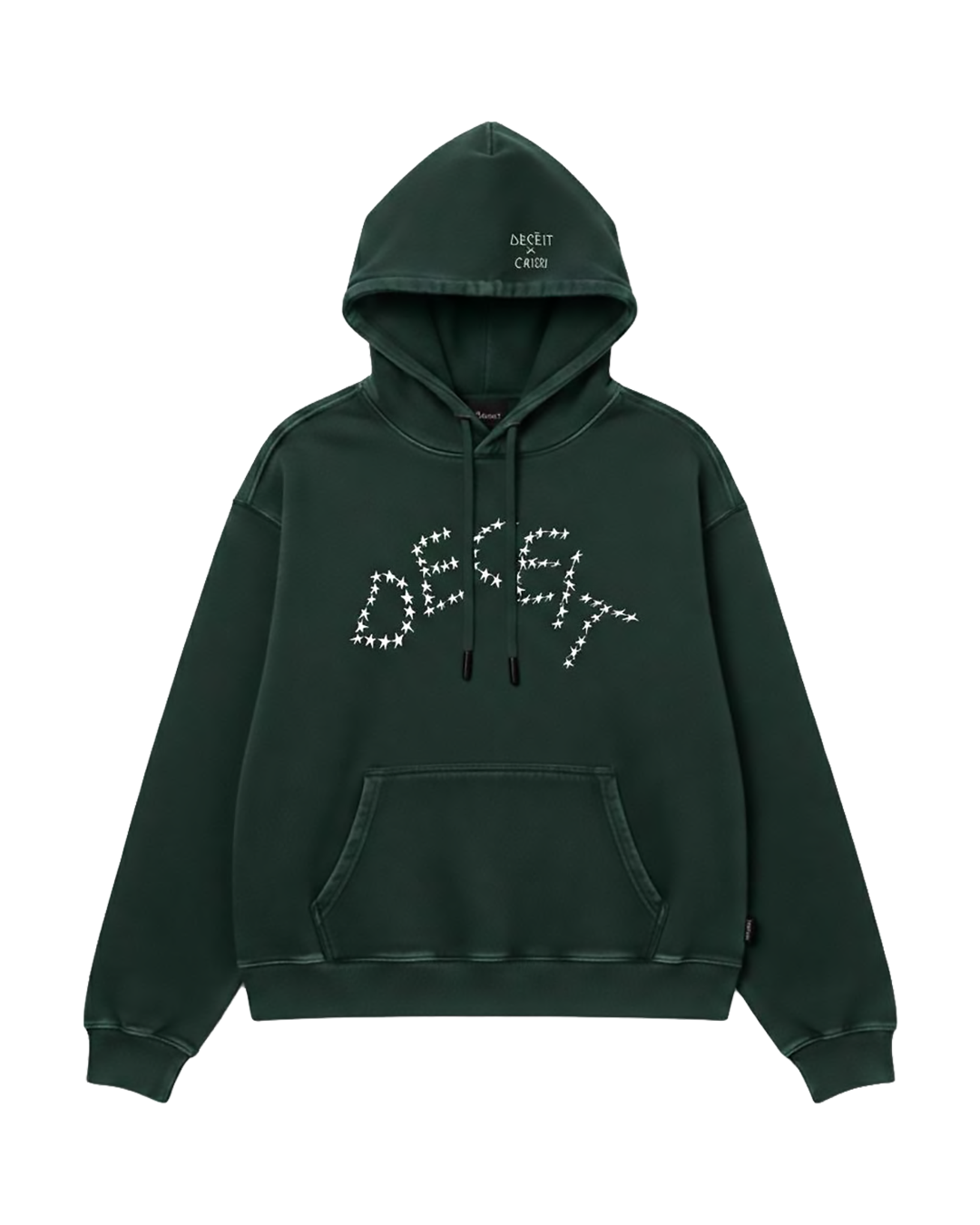Felpa Hoodie Oversize Fit "Stelline" - Verde, vista frontale