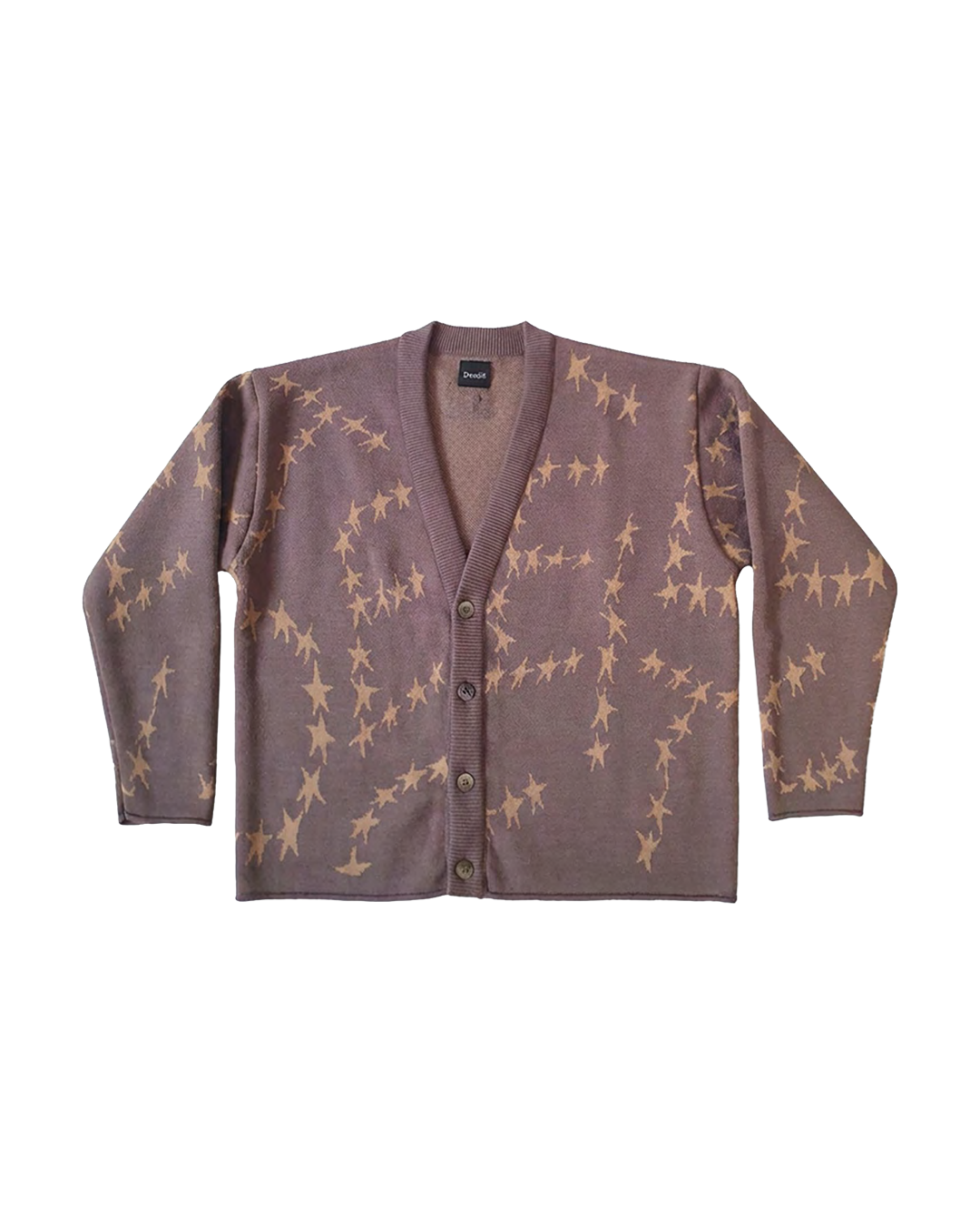 Cardigan Oversize Fit "Stelline" - Tortora, vista frontale