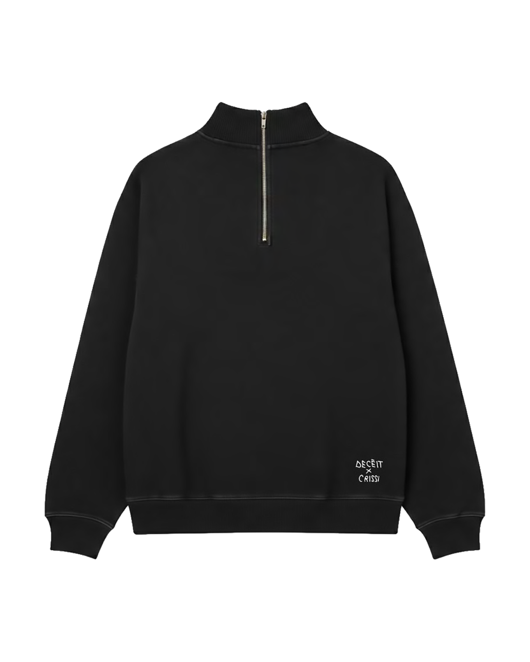 Felpa Mezza Zip Oversize Fit "Eden Patch" - Nero, vista frontale