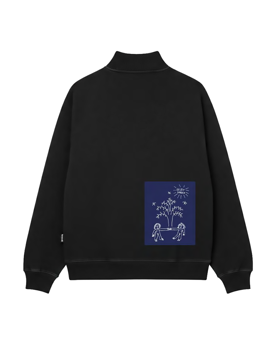 Felpa Mezza Zip Oversize Fit "Eden Patch" - Nero, vista retro