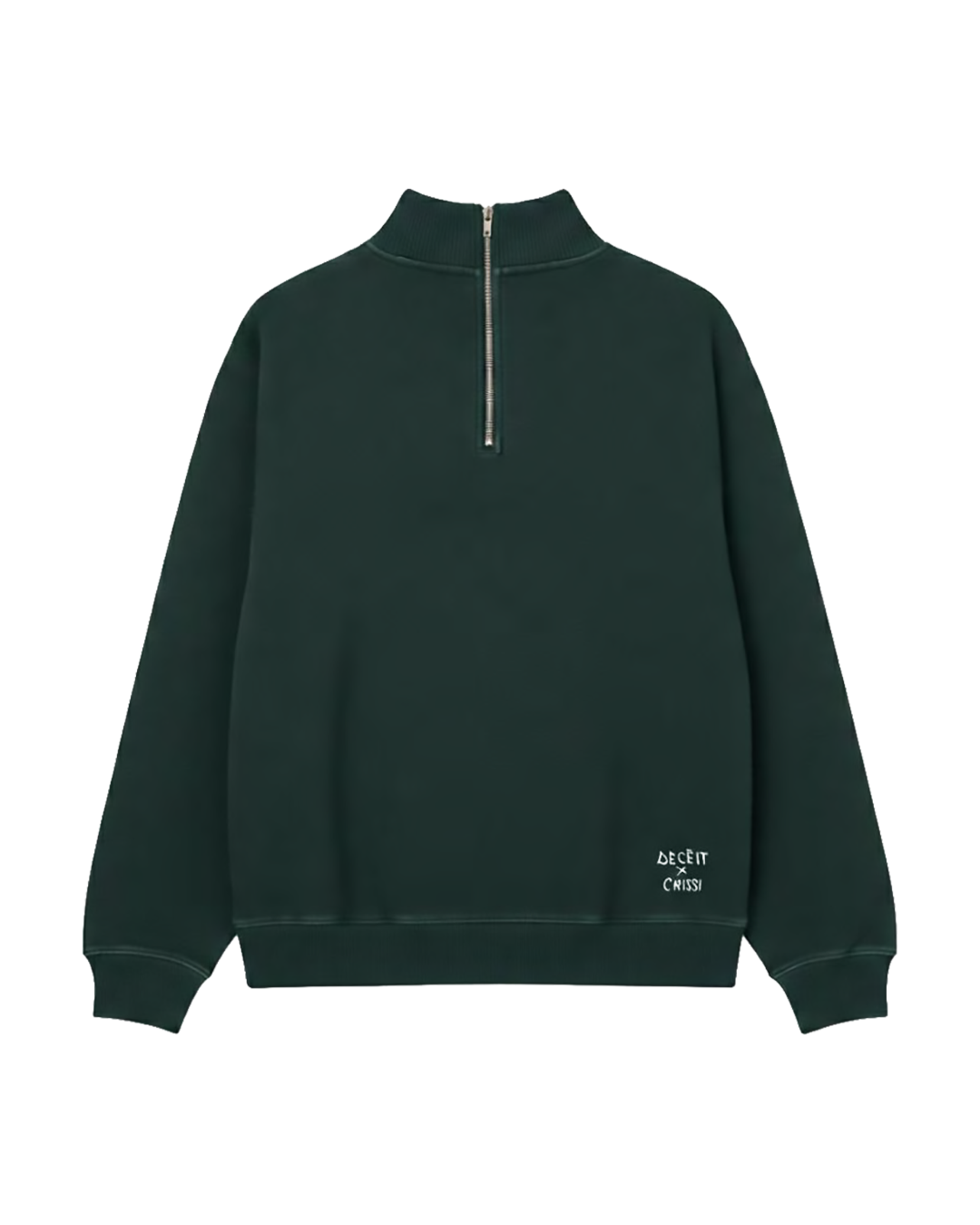 Felpa Mezza Zip Oversize Fit "Eden Patch" - Verde, vista frontale