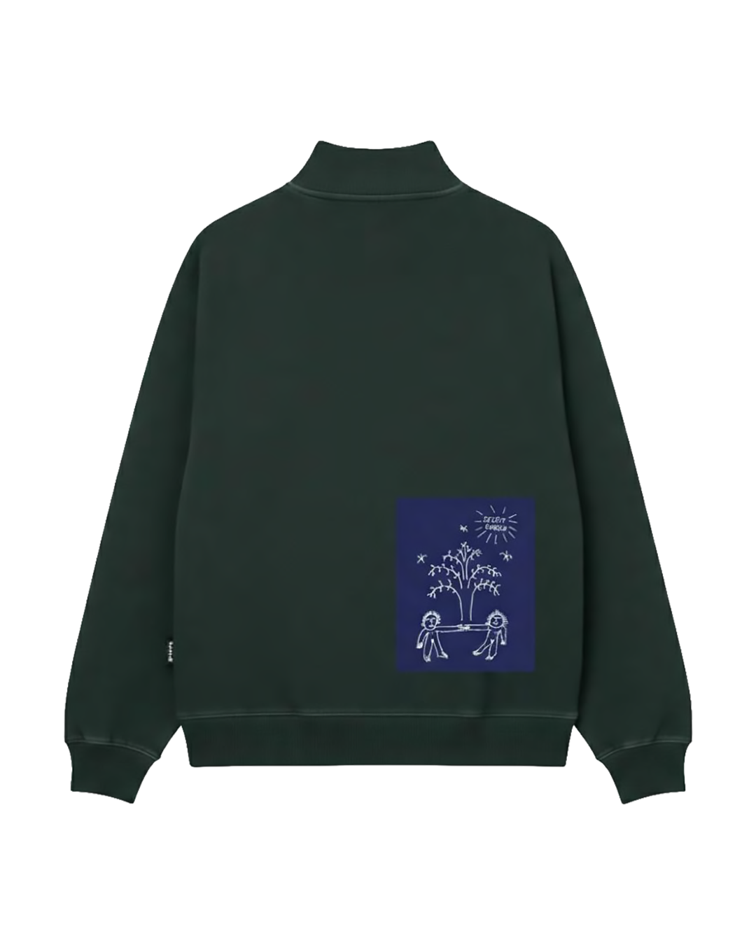 Felpa Mezza Zip Oversize Fit "Eden Patch" - Verde, vista retro