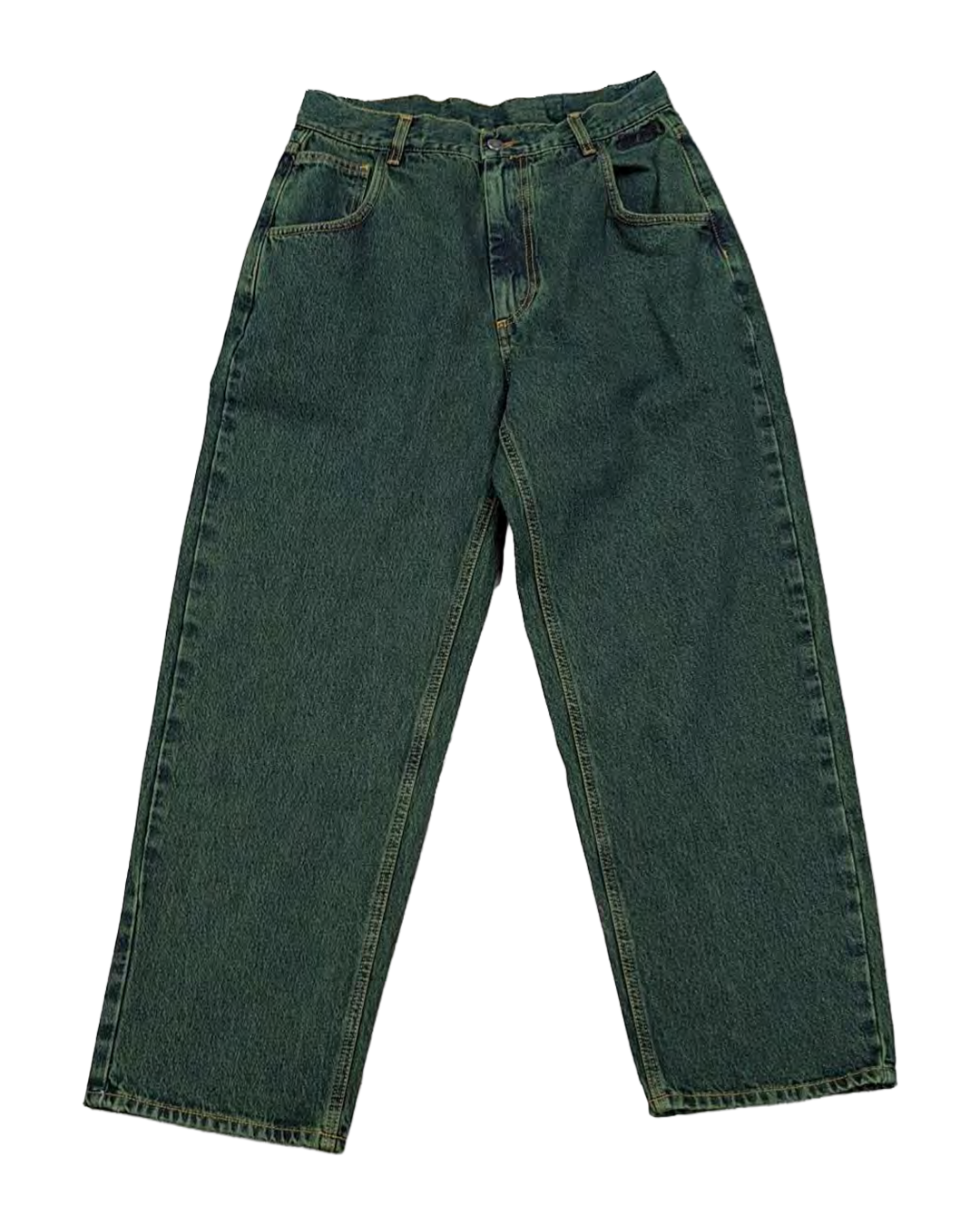 Pantalone Denim Baggy Fit "Primitive" - Verdone, vista frontale