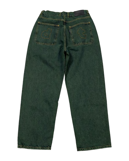 Pantalone Denim Baggy Fit "Primitive" - Verdone, vista retro