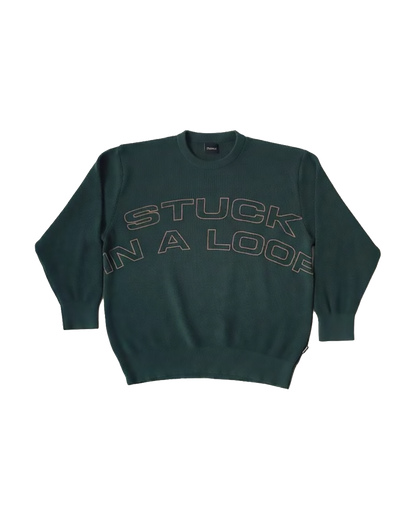 Maglione Oversize Fit "Stuck in a Loop" - Verde, vista frontale