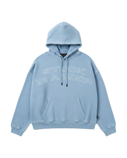 Felpa Hoodie Oversize Fit "Stuck in a Loop" - Polvere, vista frontale