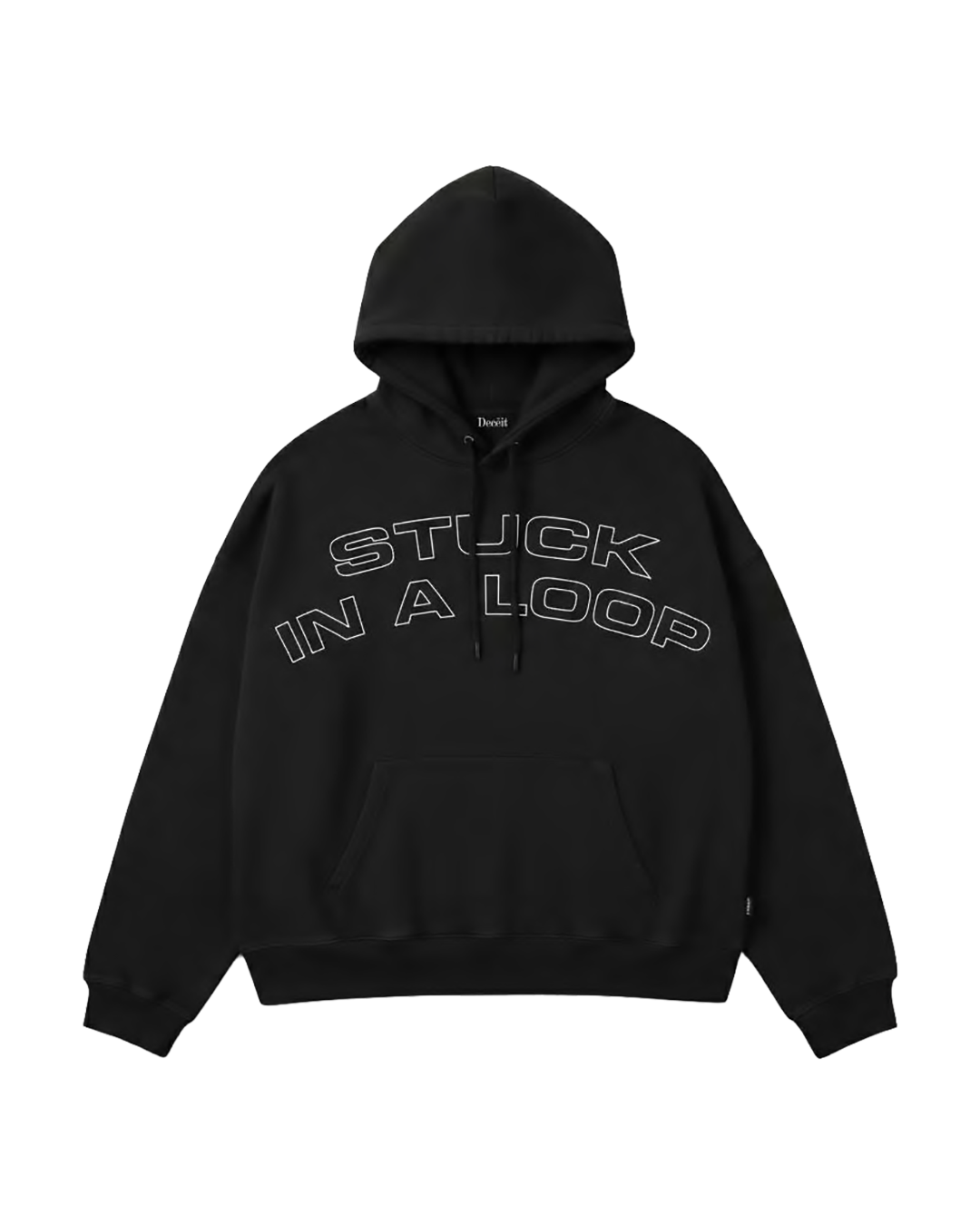 Felpa Hoodie Oversize Fit "Stuck in a Loop" - Nero, vista frontale