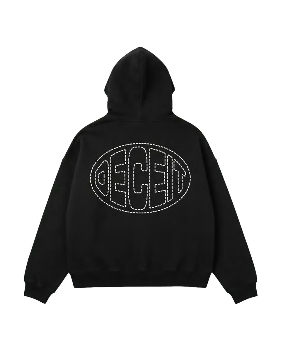 Felpa Hoodie Oversize Fit "Stuck in a Loop" - Nero, vista retro