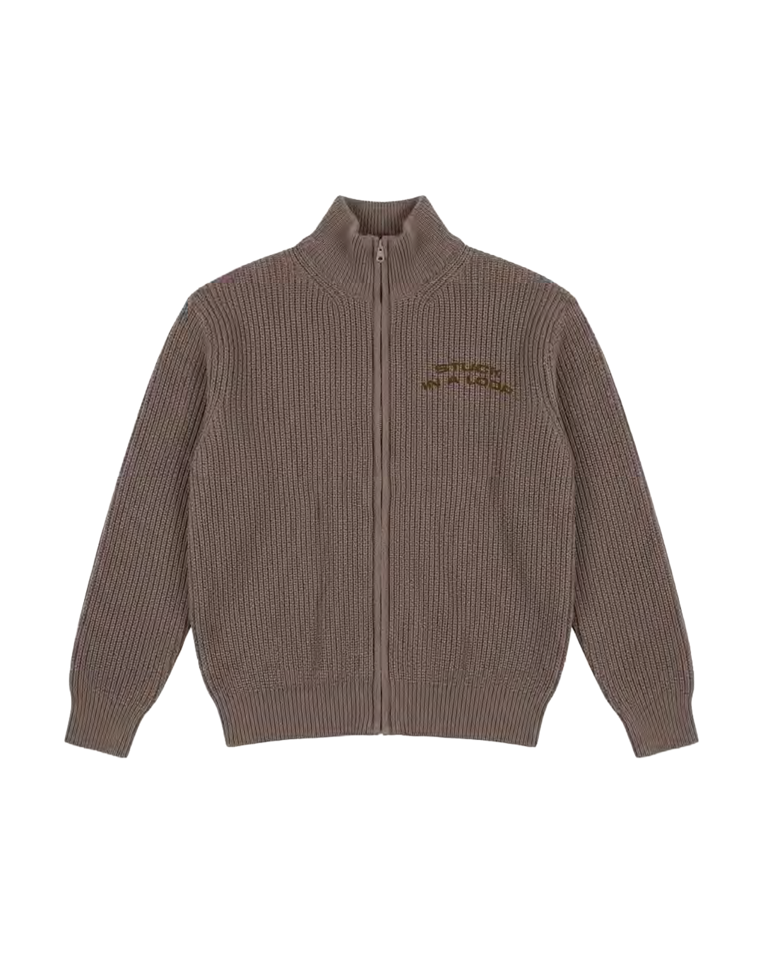 Felpa Full Zip Oversize Fit "Stuck in a Loop" - Tortora, vista frontale