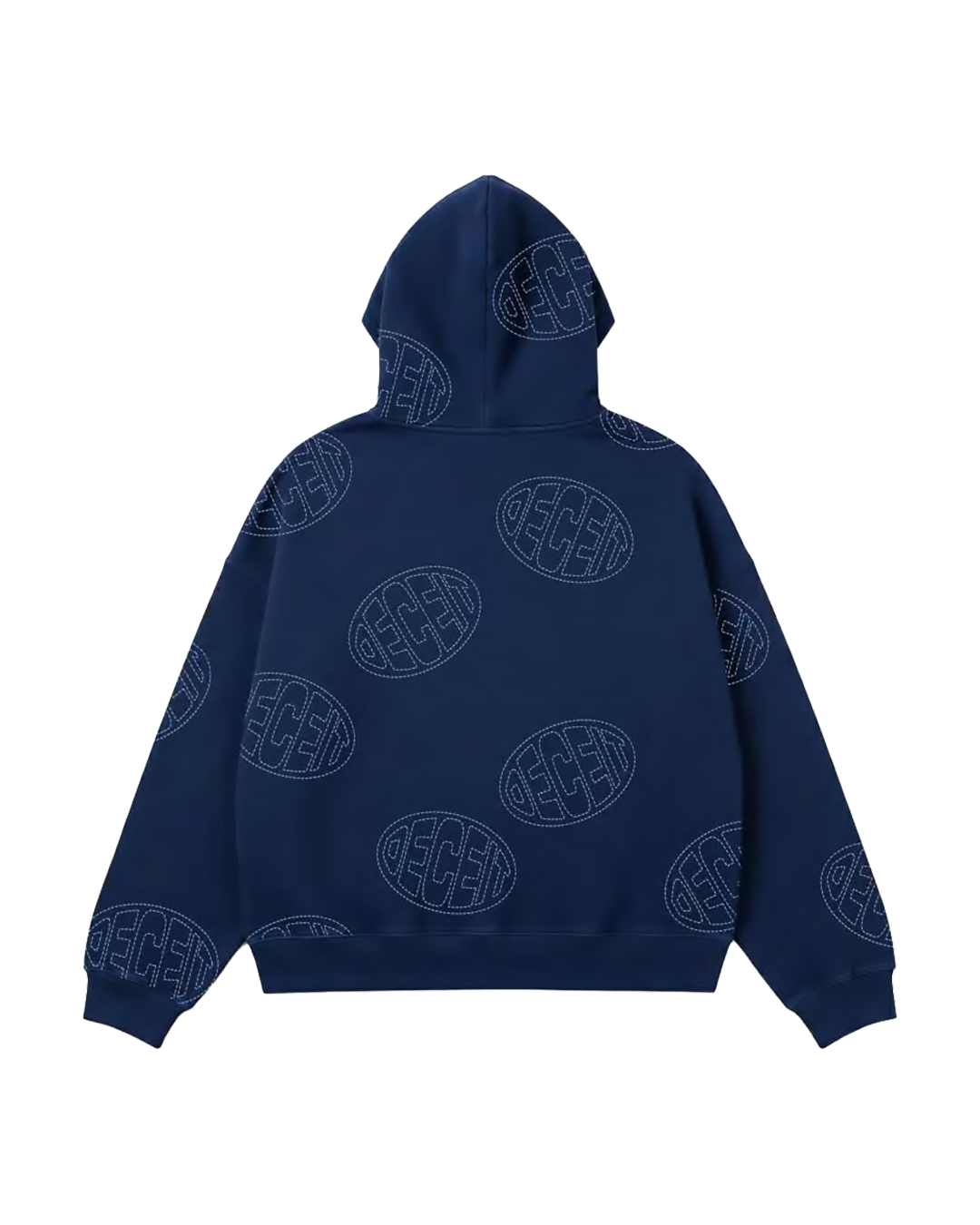 Felpa Full Zip Oversize Fit "Gogogo Allover" - Blu, vista retro