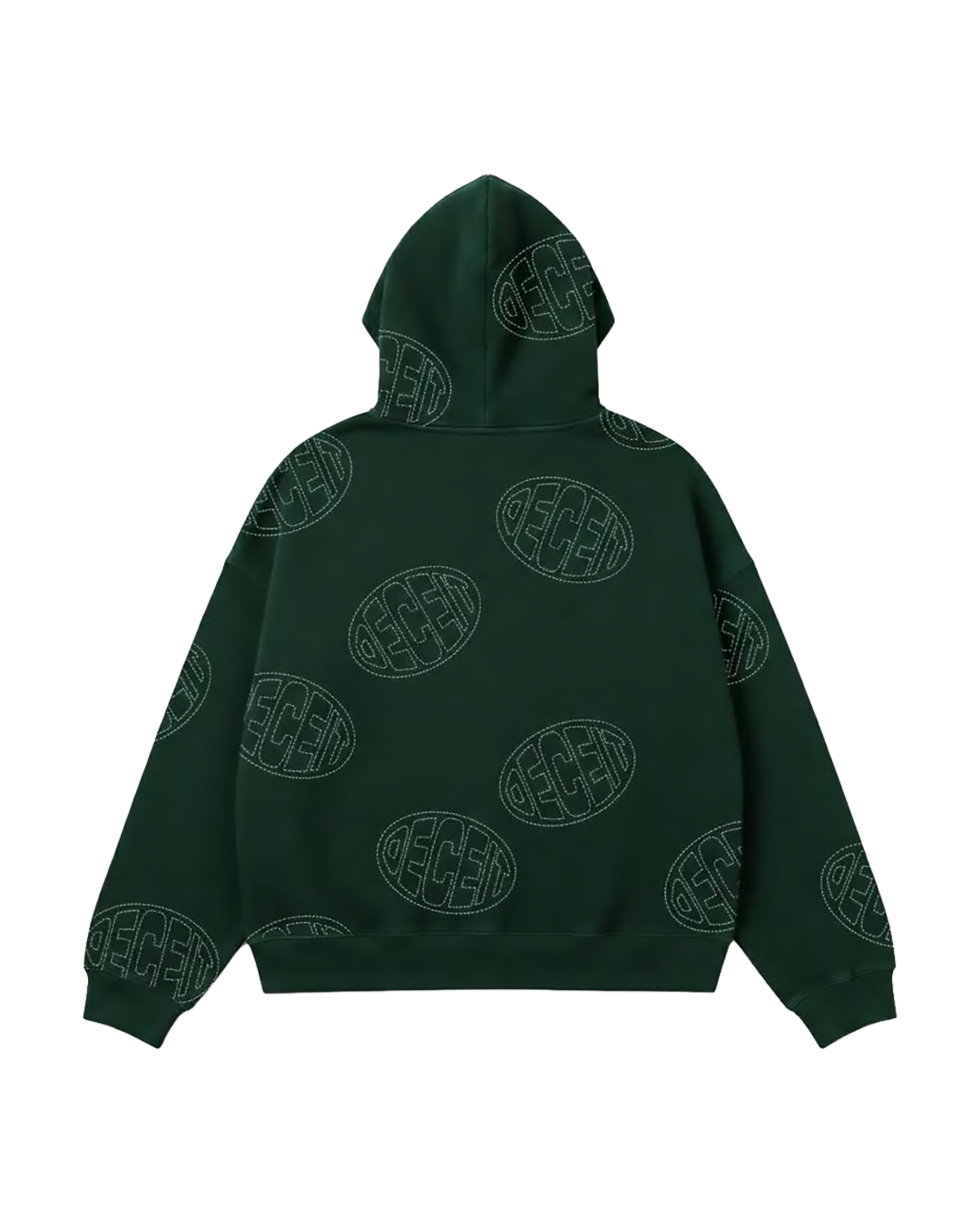 Felpa Full Zip Oversize Fit "Gogogo Allover" - Verde, vista retro