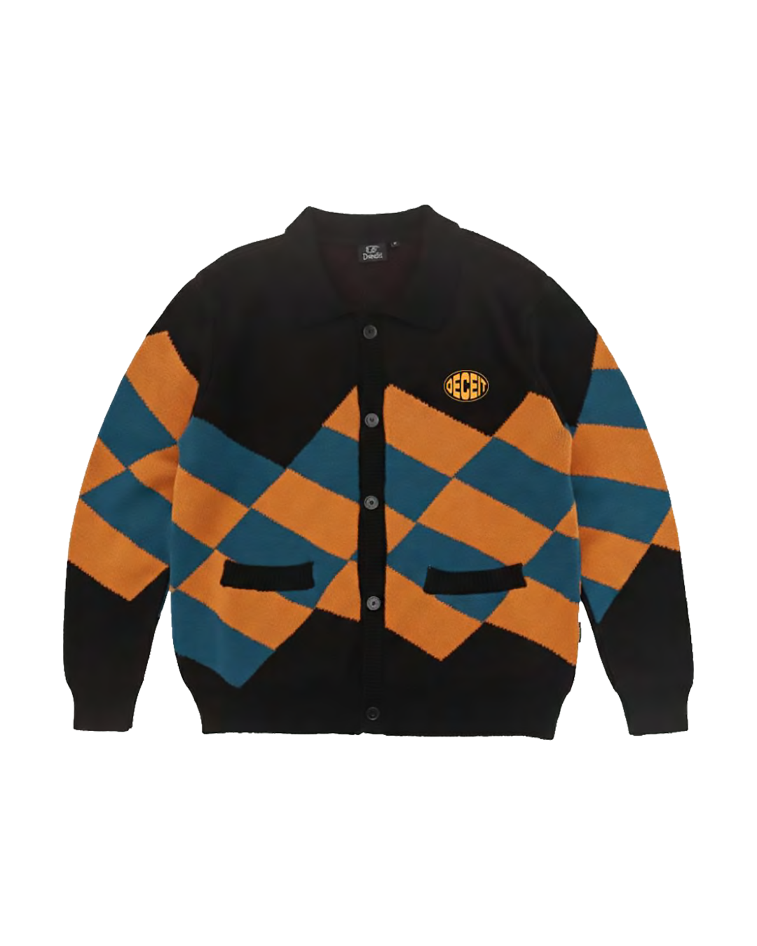 Cardigan Oversize Fit "Gogogo" - Nero, vista frontale