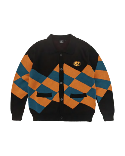 Cardigan Oversize Fit "Gogogo" - Nero, vista frontale