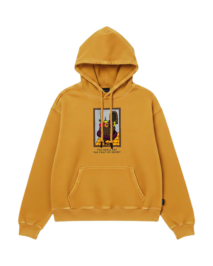 Felpa Hoodie Oversize Fit "Painted" - Giallo, vista frontale