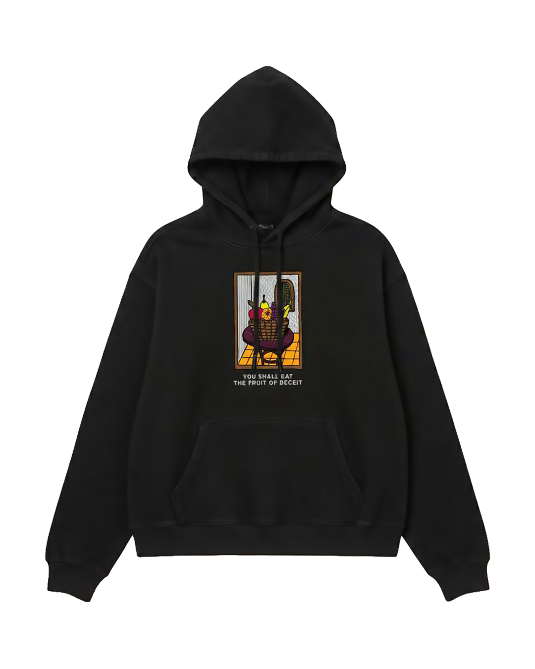 Felpa Hoodie Oversize Fit "Painted" - Nero, vista frontale