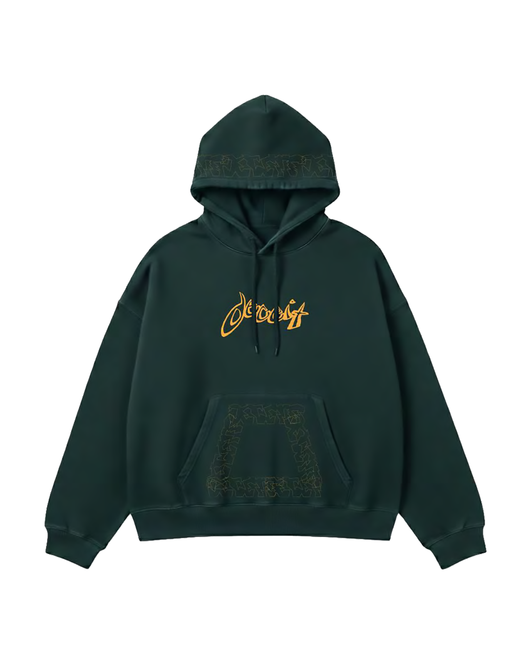 Felpa Hoodie Oversize Fit "Wave" - Verde, vista frontale