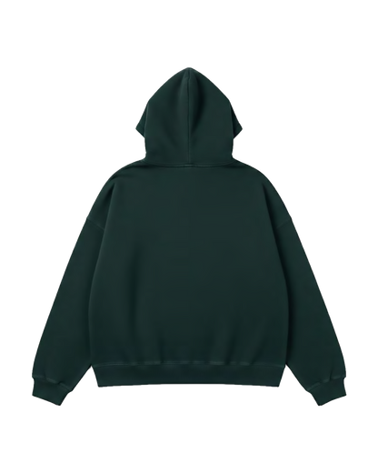 Felpa Hoodie Oversize Fit "Wave" - Verde, vista retro