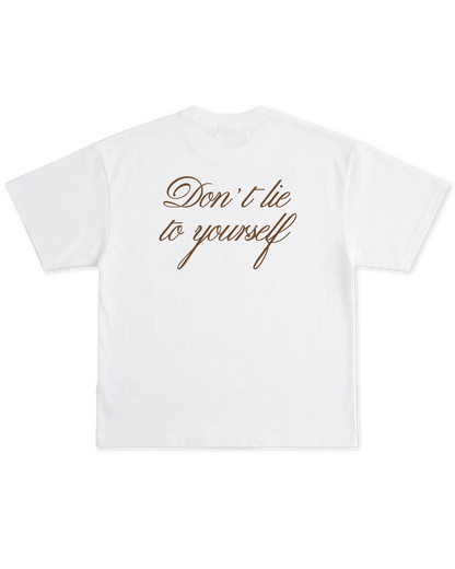 T-Shirt Flared Fit Bianco "Don't Lie to Yourself", vista retro
