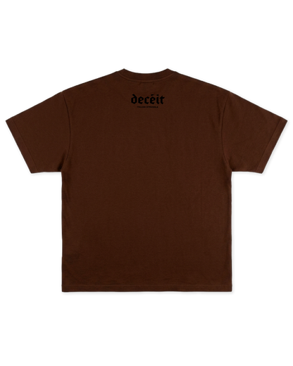 T-Shirt Flared Fit Marrone "Worn Out", vista retro