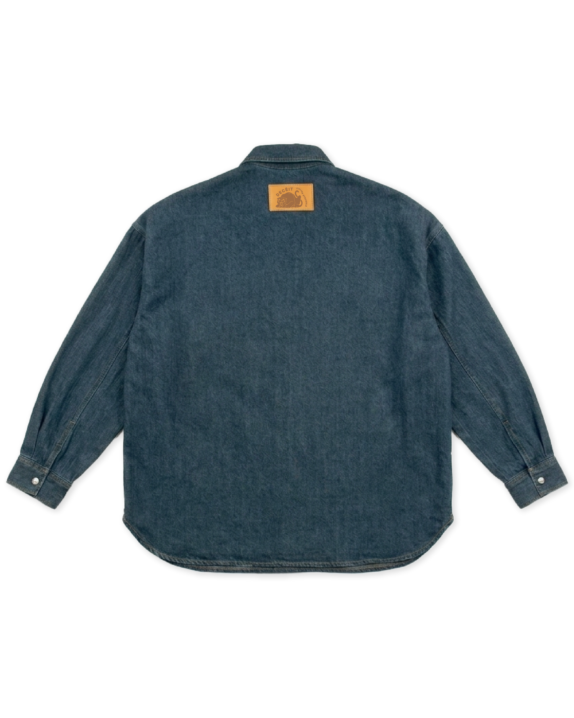 Camicia Denim Oversize Fit Blu Denim "Struggle Longshirt", vista retro