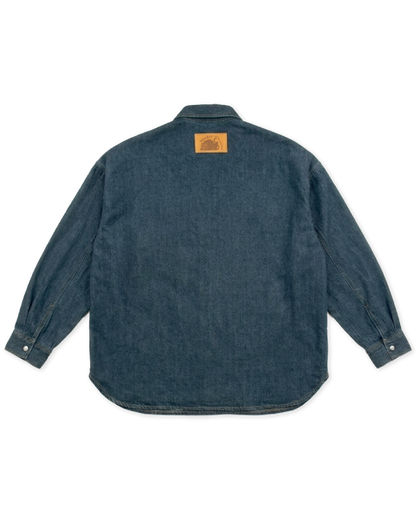 Camicia Denim Oversize Fit Blu Denim "Struggle Longshirt", vista retro