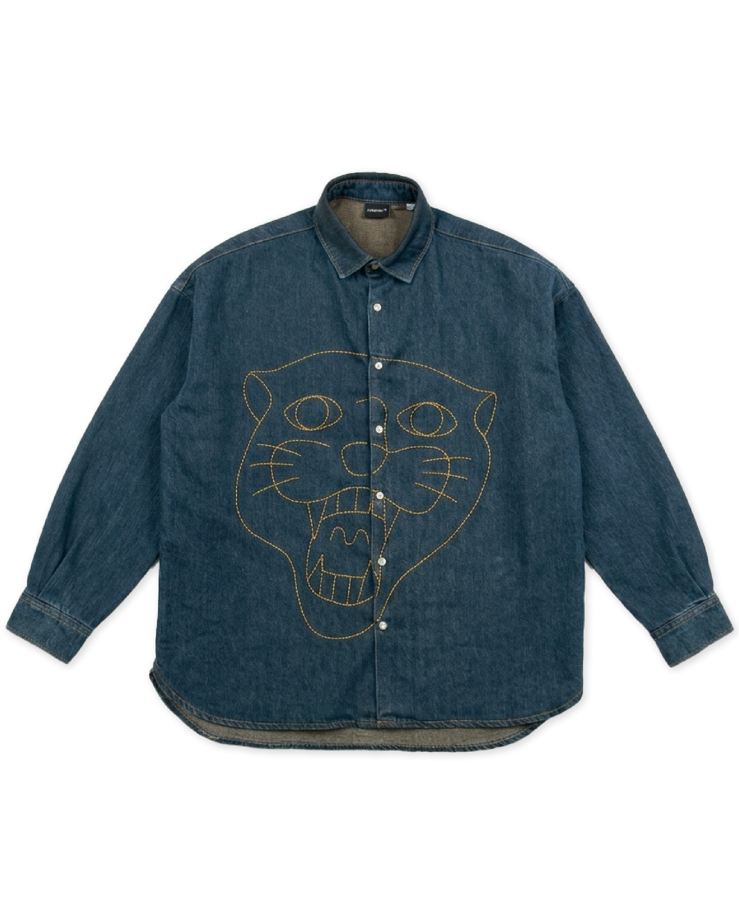 Camicia Denim Oversize Fit Blu Denim "Struggle Longshirt", vista frontale