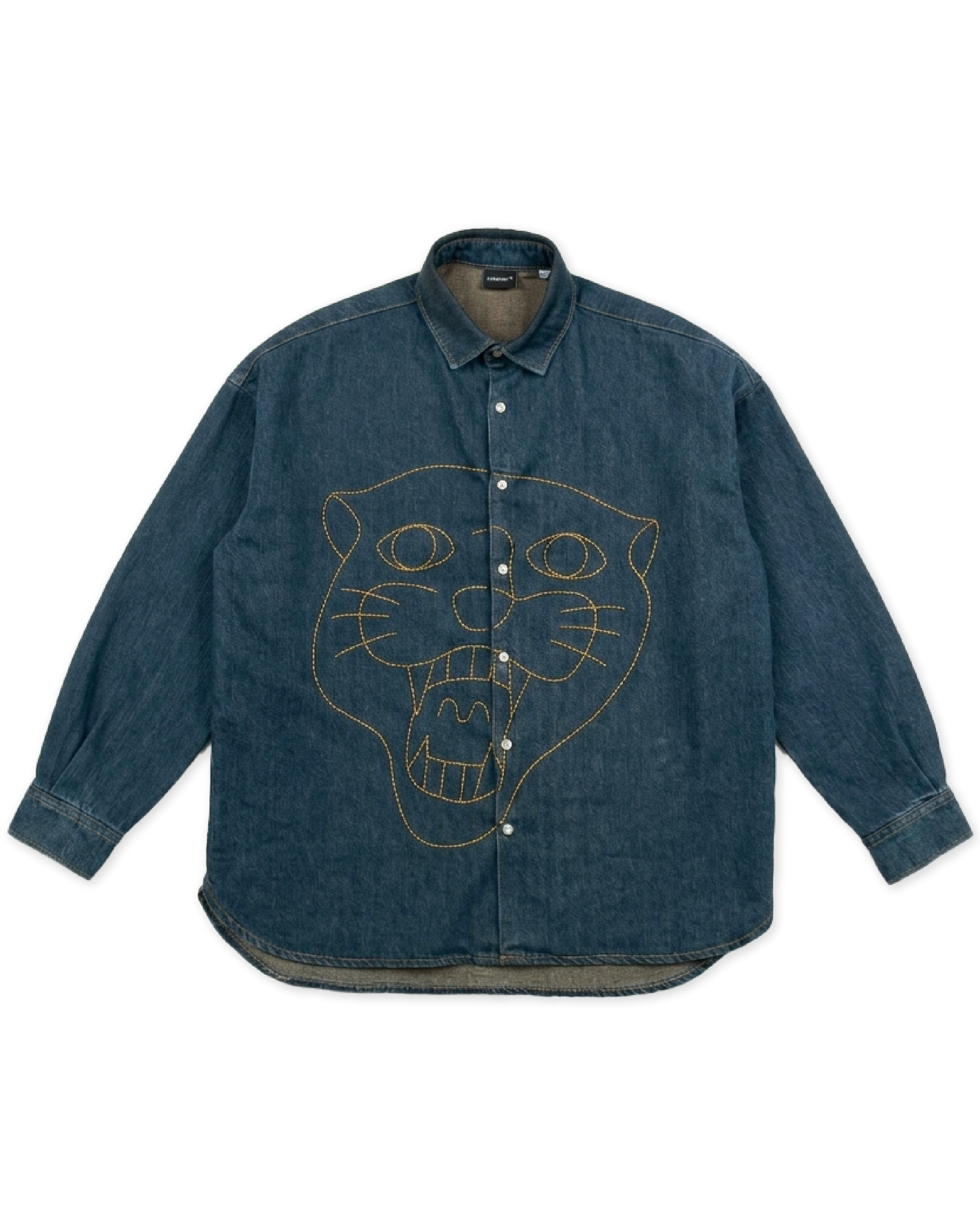 Camicia Denim Oversize Fit Blu Denim "Struggle Longshirt", vista frontale