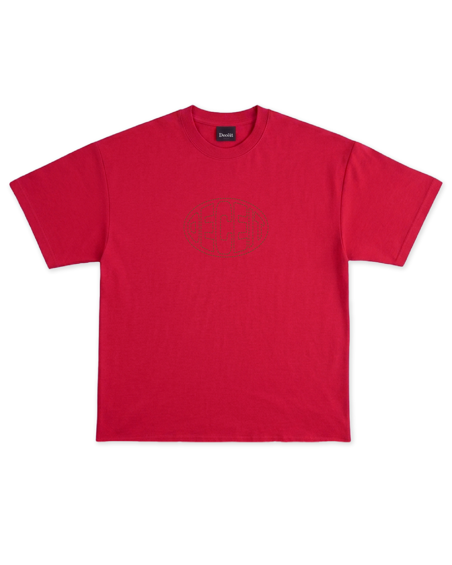 T-Shirt Flared Fit Rosso "Stuck in a Loop", vista frontale