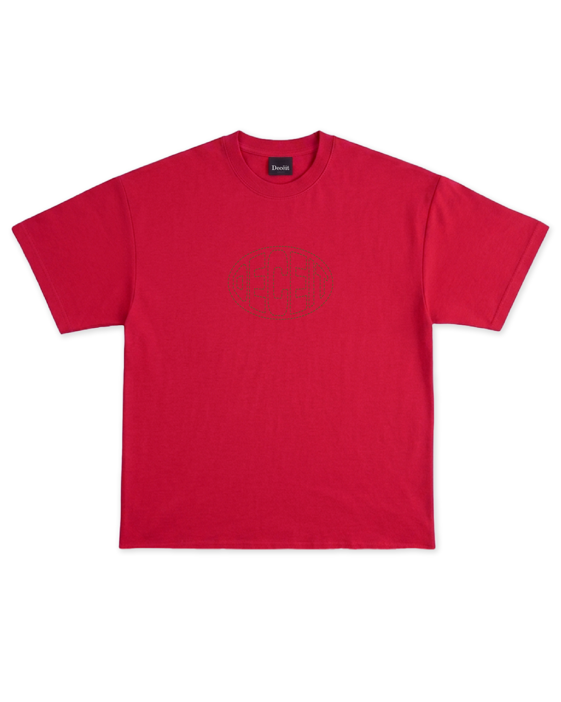 T-Shirt Flared Fit Rosso "Stuck in a Loop", vista frontale