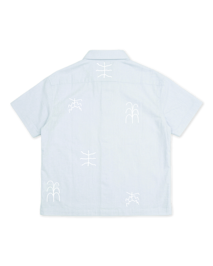 Camicia Oversize Fit Celeste "Primitive", vista retro